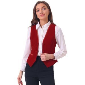 Velvet Suit Waistcoat Retro Sleeveless Steampunk Blazer Dressy Vest Red